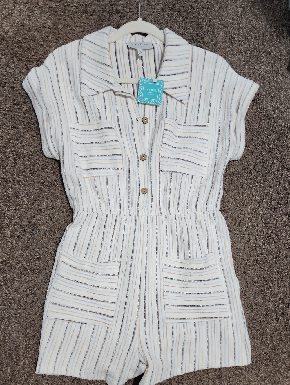 Hayden Cream Striped Romper